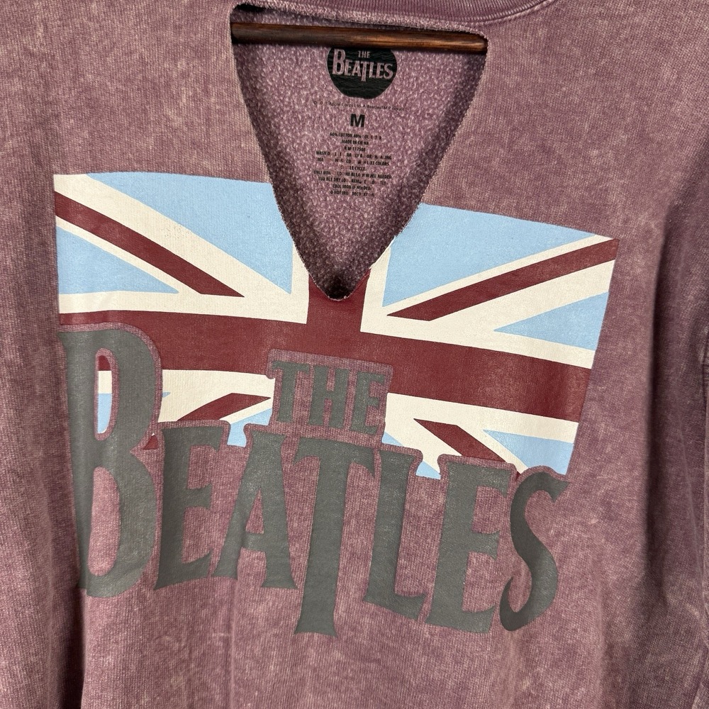 Women's The Beatles Distressed Band Sweatshirt Logo Size‎ Medium Maroon - Picture 2 of 5